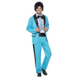 Smiffys Mens 80s Prom King Costume Set / Sky Blue/White/Black